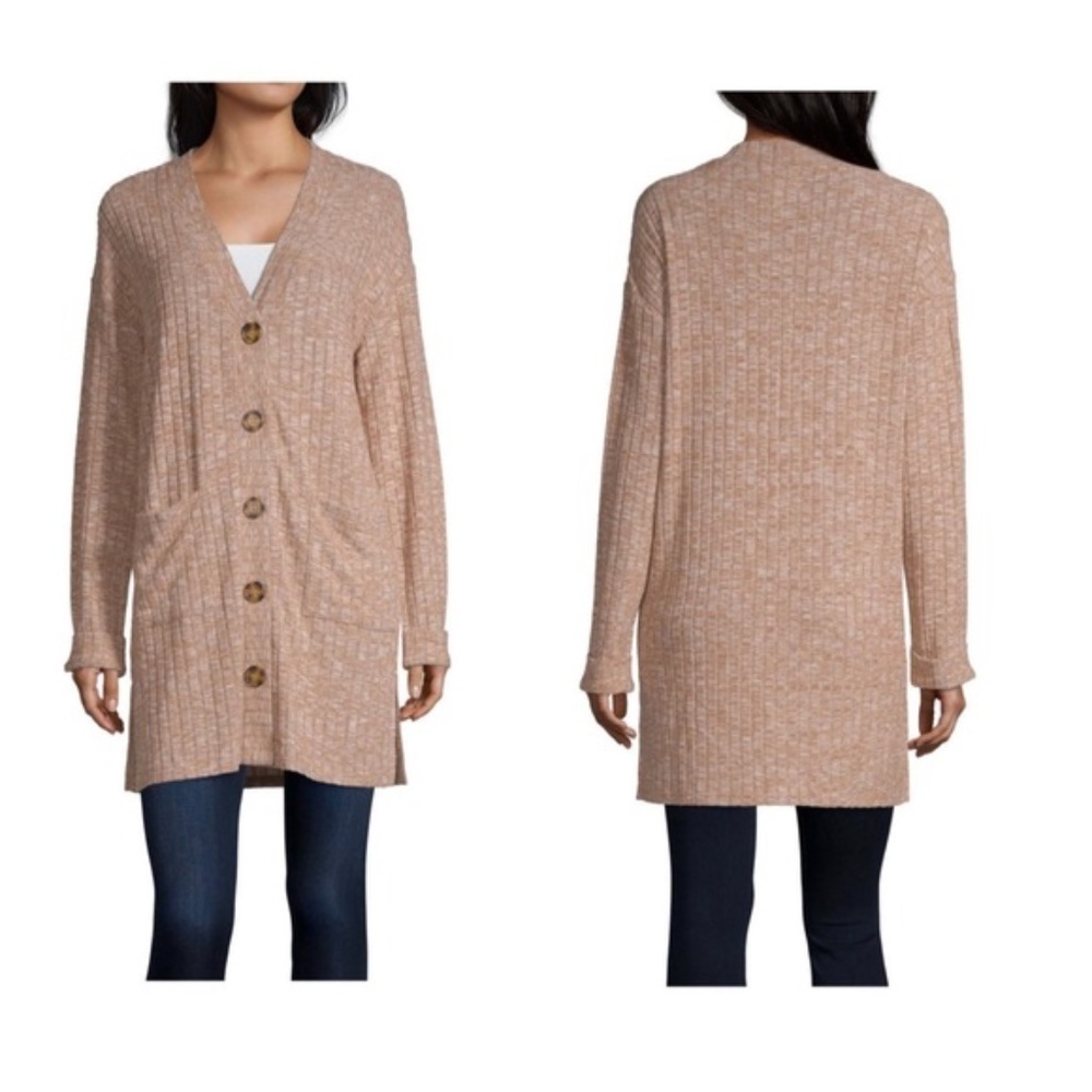 New Womens V Neck Cardigan Sweater Taupe